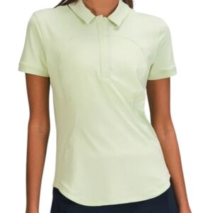 Lululemon Quick Dry Short Sleeve Polo Shirt Wmn 10 Tennis Golf Kohlrabi Green